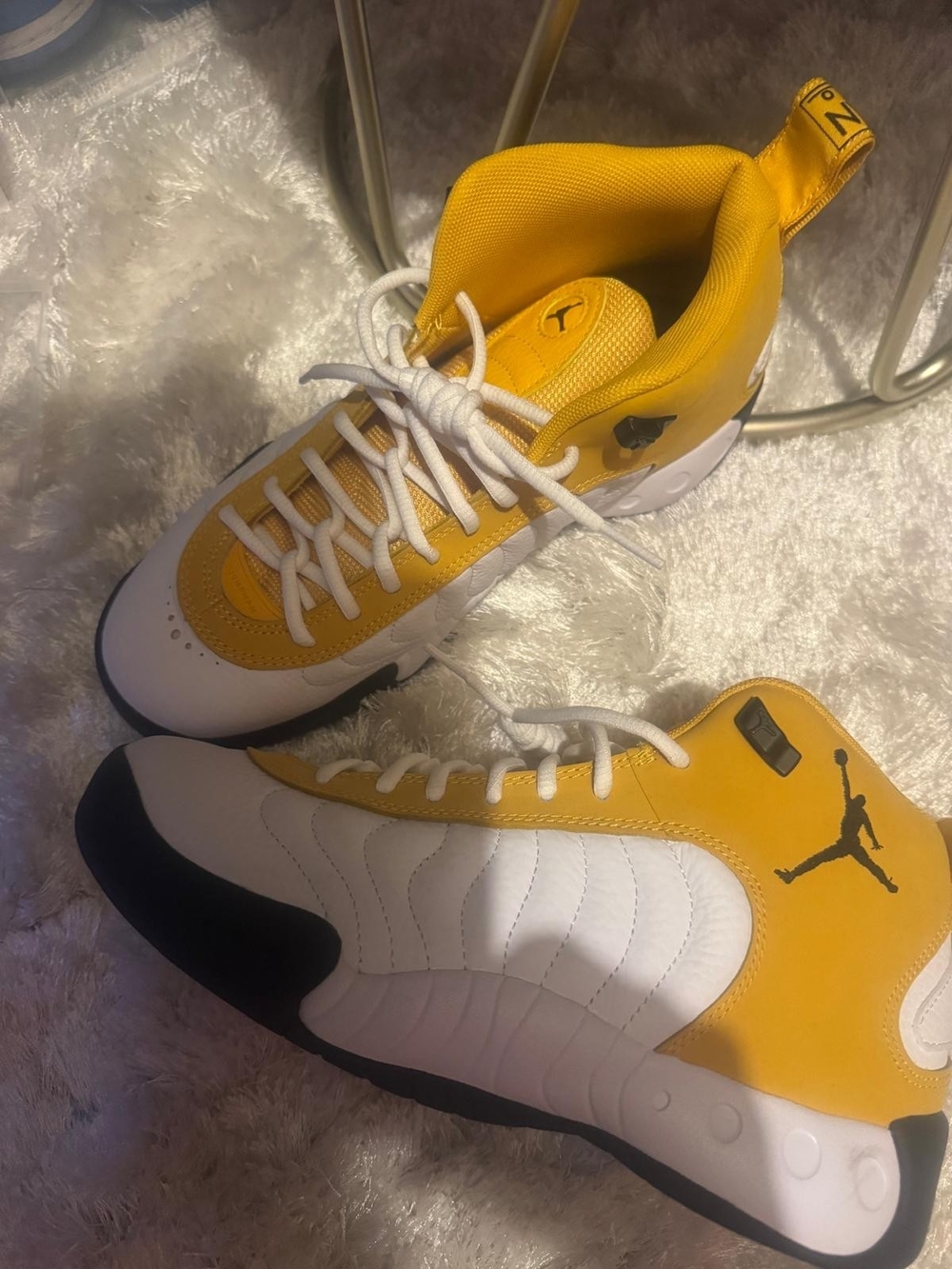 Mens Yellow and White Basketball Sneakers